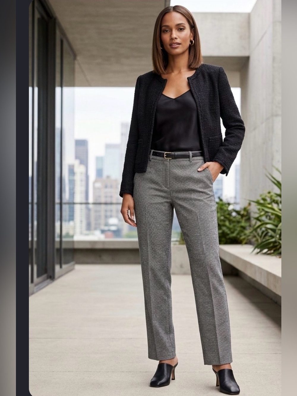 Ann Taylor Classic Fit Textured Grey Dress Pants Trousers - Size 10